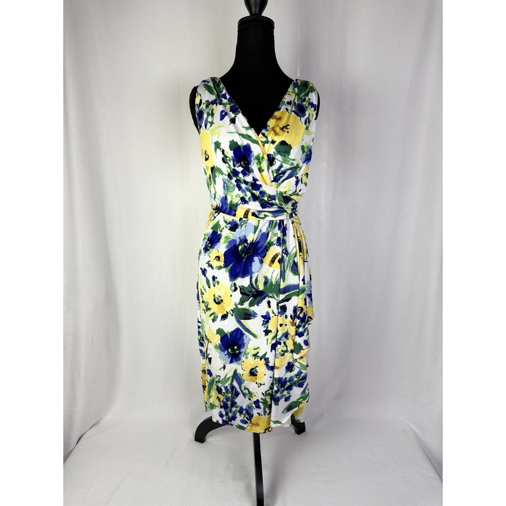 Lauren Ralph Women Size 6 Yellow Blue White Green‎ Floral Sleeveless